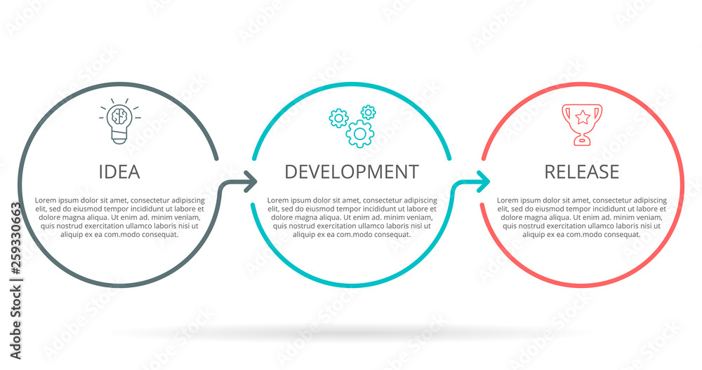 Vector Infographic thin line circles design with icons and 3 options or steps. Infographics for business concept. Can be used for presentations banner, workflow layout, process diagram, flow chart Vector Infographic thin line circles design with icons and 3 options or steps. Infographics for business concept. Can be used for presentations banner, workflow layout, process diagram, flow chart