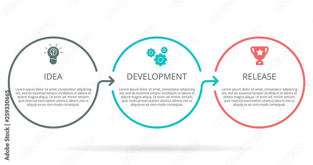 Vector Infographic thin line circles design with icons and 3 options or ...