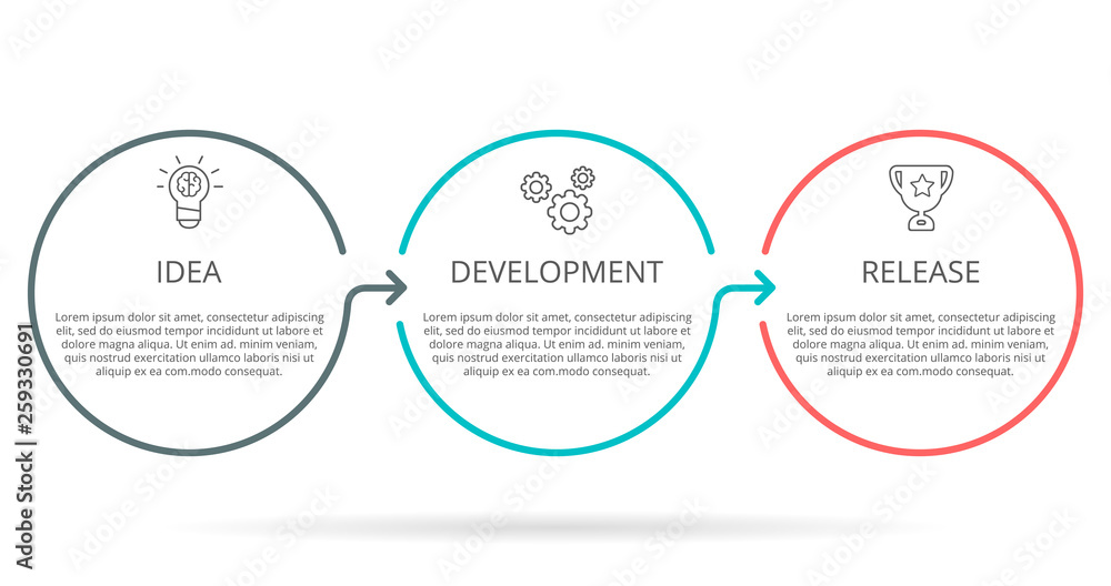 Vector Infographic thin line circles design with icons and 3 options or steps. Infographics for business concept. Can be used for presentations banner, workflow layout, process diagram, flow chart Vector Infographic thin line circles design with icons and 3 options or steps. Infographics for business concept. Can be used for presentations banner, workflow layout, process diagram, flow chart