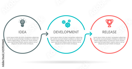 Vector Infographic thin line circles design with icons and 3 options or steps. Infographics for business concept. Can be used for presentations banner, workflow layout, process diagram, flow chart