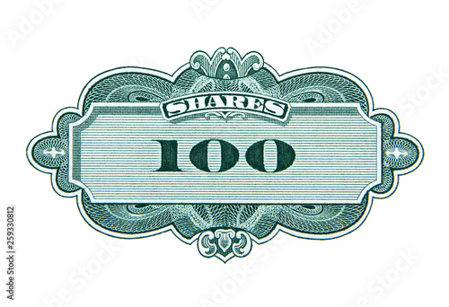 One hundred shares decorative element