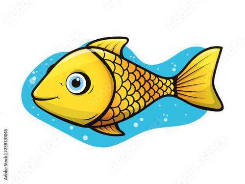 Cheerful, cute gold aquarium tropical clown fish with fins