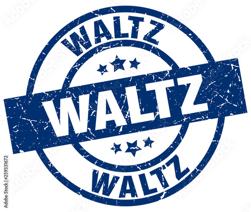 waltz blue round grunge stamp