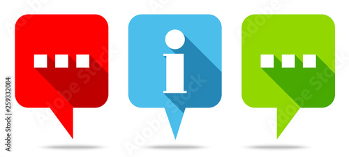 Sprechblasen Kommunikation Information Rot/Blau/Grün