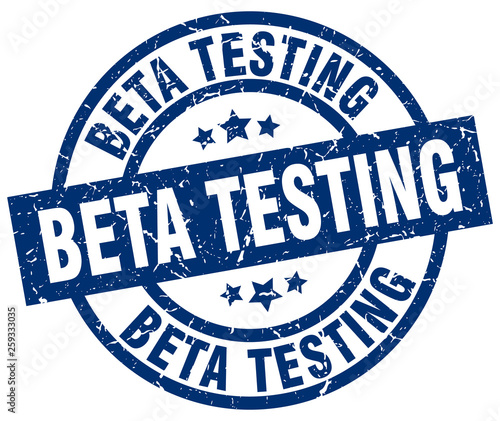 beta testing blue round grunge stamp