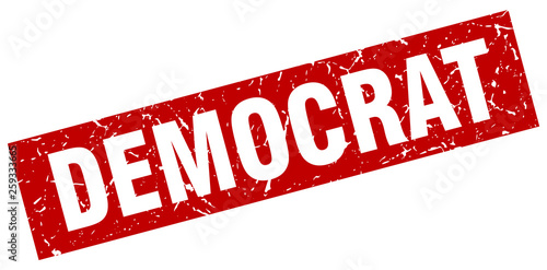 square grunge red democrat stamp