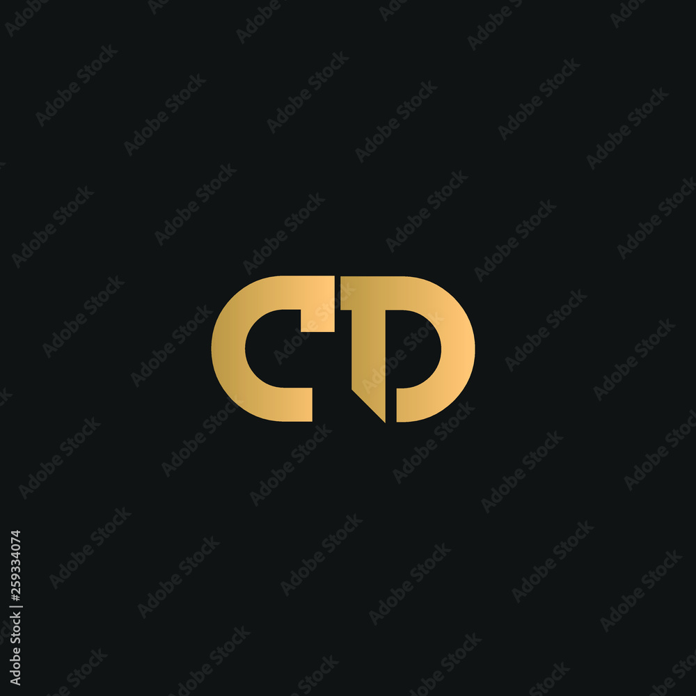 CD or DC logo vector. Initial letter logo, golden text on black background - obrazy, fototapety, plakaty 