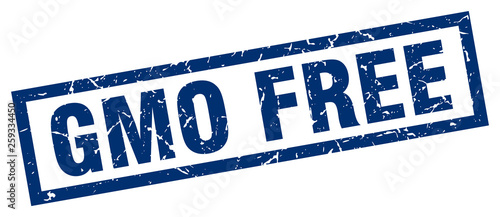 square grunge blue gmo free stamp