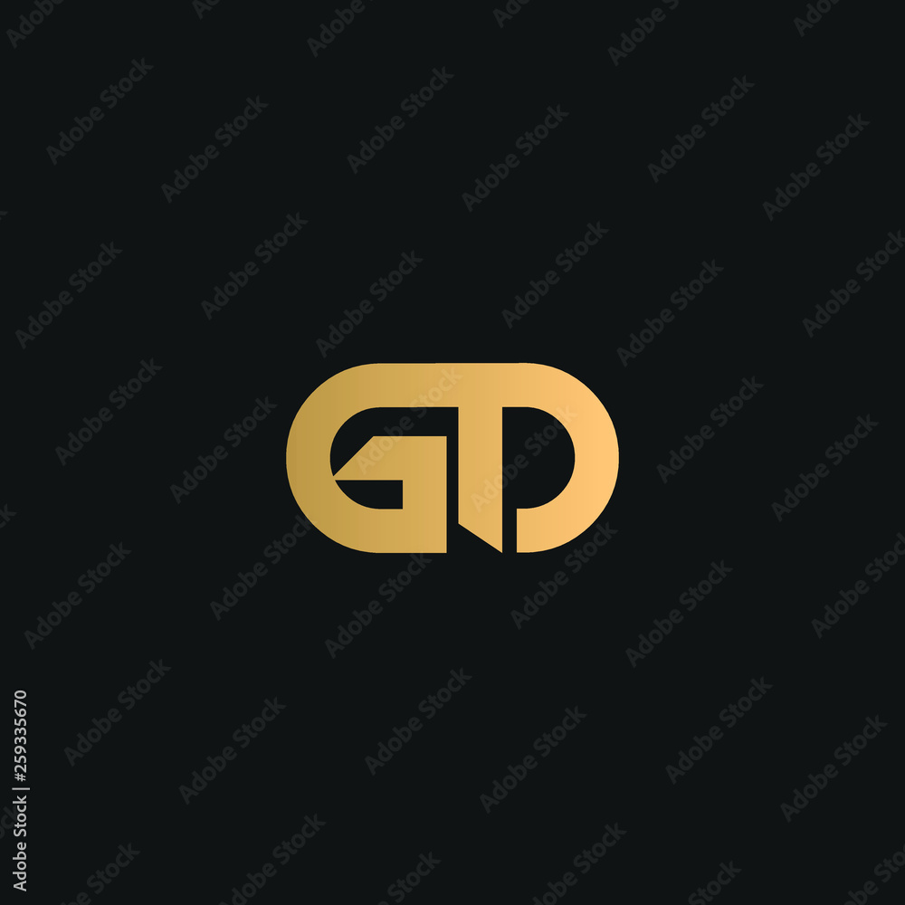GD or DG logo vector. Initial letter logo, golden text on black background - obrazy, fototapety, plakaty 