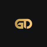 GD or DG logo vector. Initial letter logo, golden text on black background