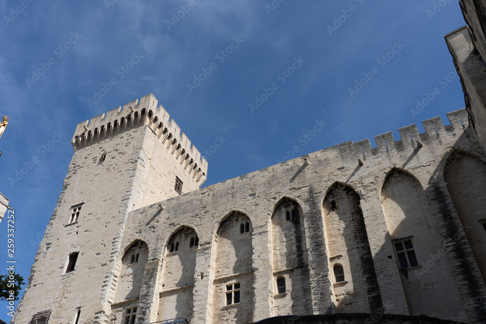 Teilansicht der Kathedrale 'Palais des Pape' in Avignon, Frankreich