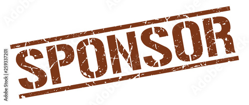 sponsor brown grunge square vintage rubber stamp