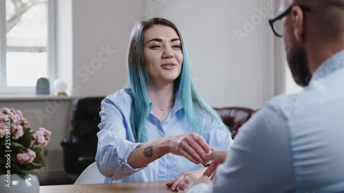 Alternative young woman attending job interview