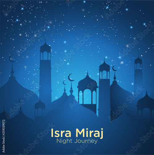 Isra' mi'raj illustration about mohammad prohet in night journey