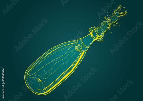 Champaign bottle - Vector illustration