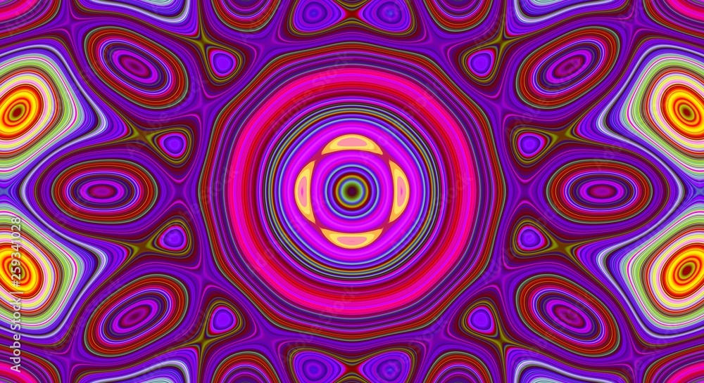 Fototapeta premium Psychedelic symmetry abstract pattern and hypnotic background, ornament geometric.