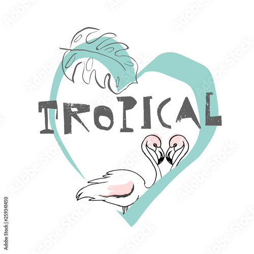 Cute cartoon topical summer set of bright stickers in collage style with hand drawn textures. Trendy chic hawaiian prints for apparel or typography
