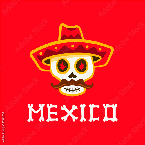 Mexican Skulls Logo. Day of the Dead Vector illustration