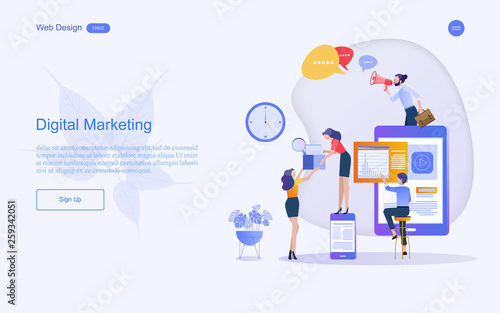 Modern flat design concept of marketing for banner and website templates Inbound marketing, customer attraction, , analysis including marketing promotion, vector illustration.