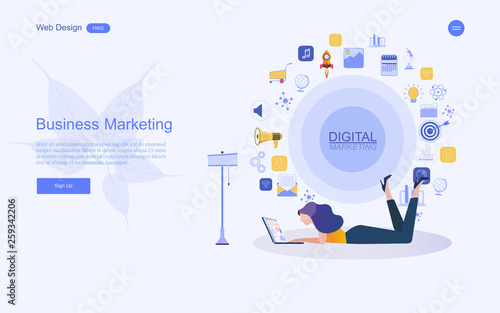 Modern flat design concept of marketing for banner and website templates Inbound marketing, customer attraction, , analysis including marketing promotion, vector illustration.