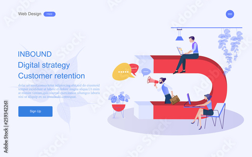 Modern flat design concept of marketing for banner and website templates Inbound marketing, customer attraction, , analysis including marketing promotion, vector illustration.