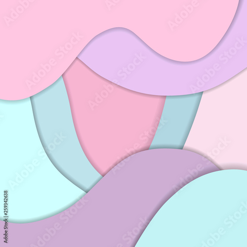 Paper art cartoon abstract waves. Paper carve background. Modern origami design template. Vector illustration. 3d paper layers. For landing page, template, ui, web, poster, banner.