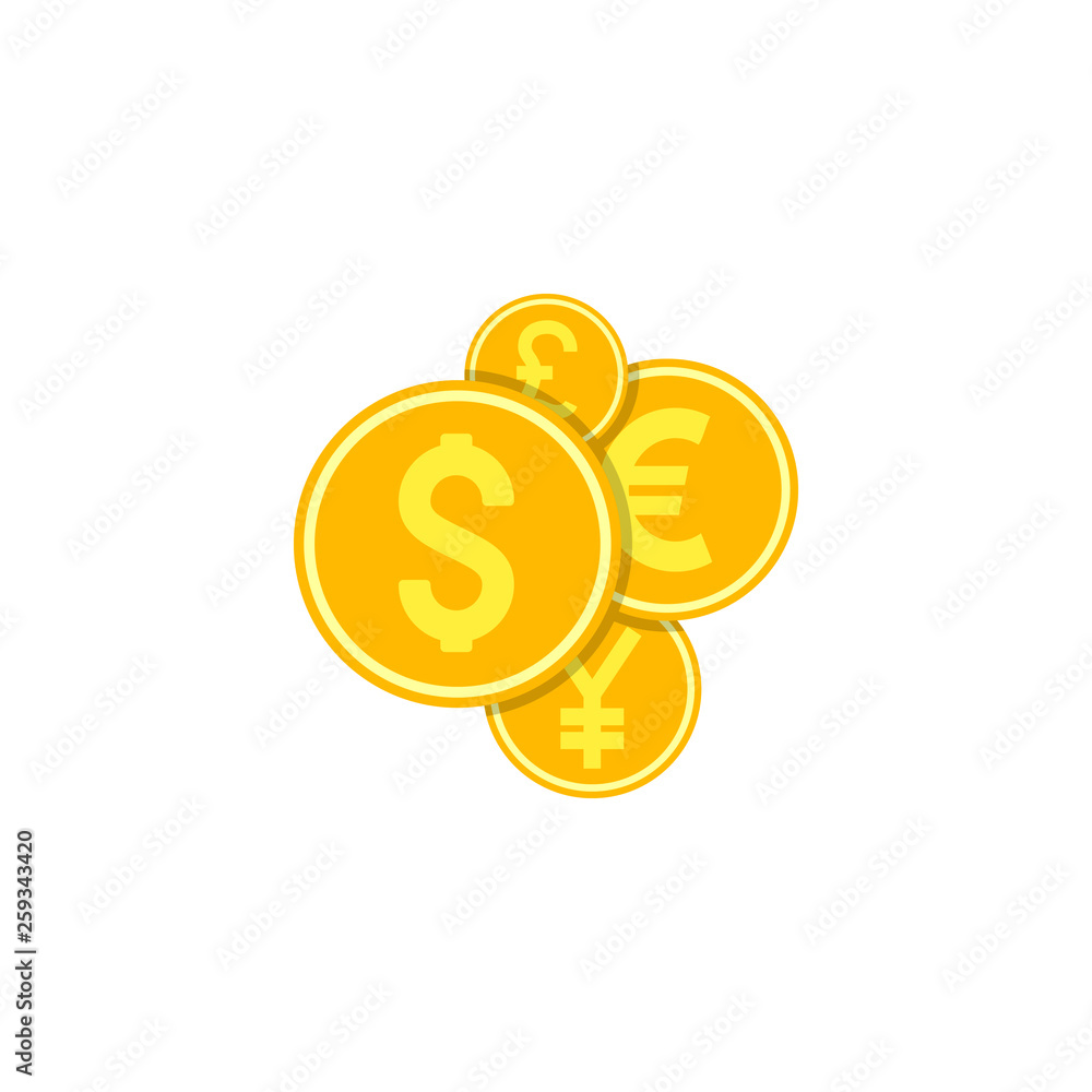 Coins Flat Vector Icon.