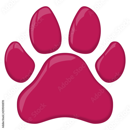 Pink cat or dog paw print vector illustration