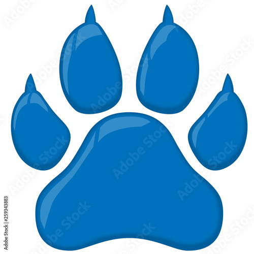 Blue wildcat paw print vector illustration