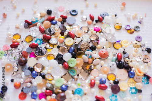 Colorful buttons and bead