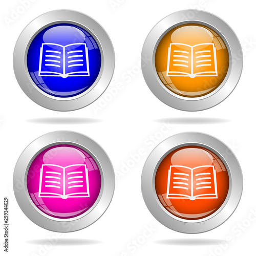Set of round color icons. Book icon.