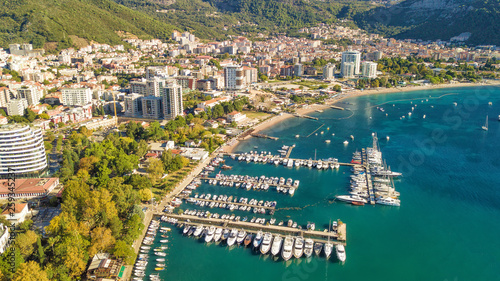 Budva, Montenegro from the air. Top view. Aerial view.