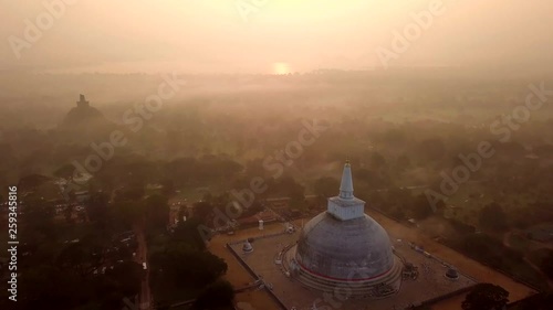 Aerial View drone 4k footage Of Ruwanwelisaya Stupa In Anuradhapura, Sri Lanka. photo