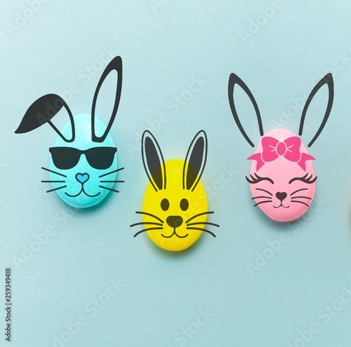 Cute easter holiday concept with colored chocolate eggs