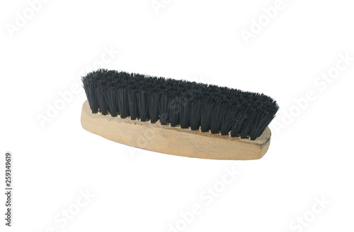 Black bristle brush for shoe polishing on the White Blackground