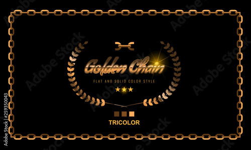 Golden Chain Square Border Frame. Rectangle Border with golden color. Jewelry Design. Flat style vector illustration.