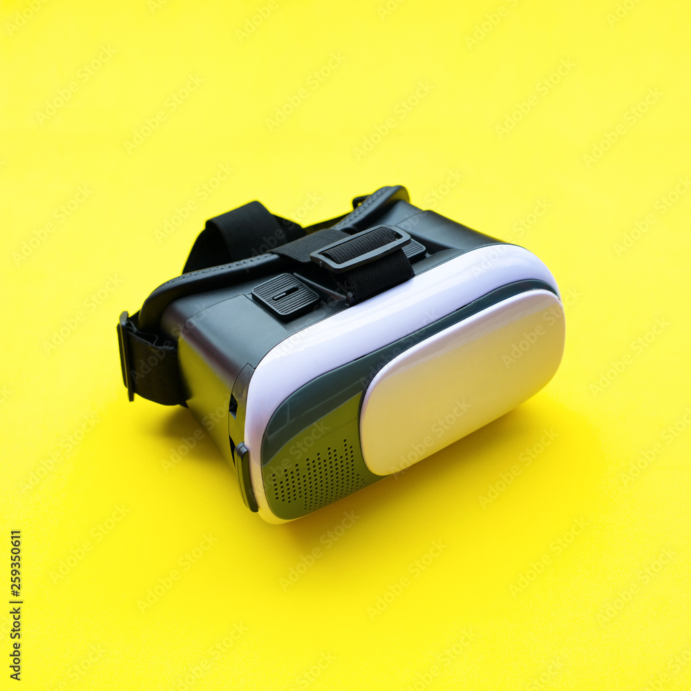 VR goggles helmet isolated yellow virtual reality VR goggles helmet isolated yellow virtual reality