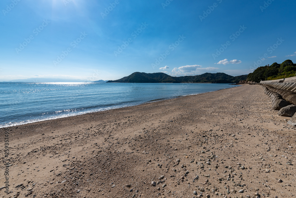 Landscape of the Seto Inland Sea, Beach of Yuge-shima, Japan Landscape of the Seto Inland Sea, Beach of Yuge-shima, Japan