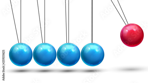 Pendulum Vector. Classic Pendulum With Metall Balls. Physics. Business Leadership. Illustration
