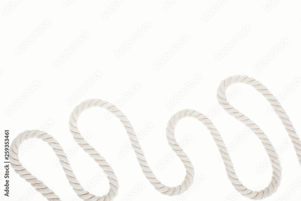 white waved and long rope isolated on white white waved and long rope isolated on white