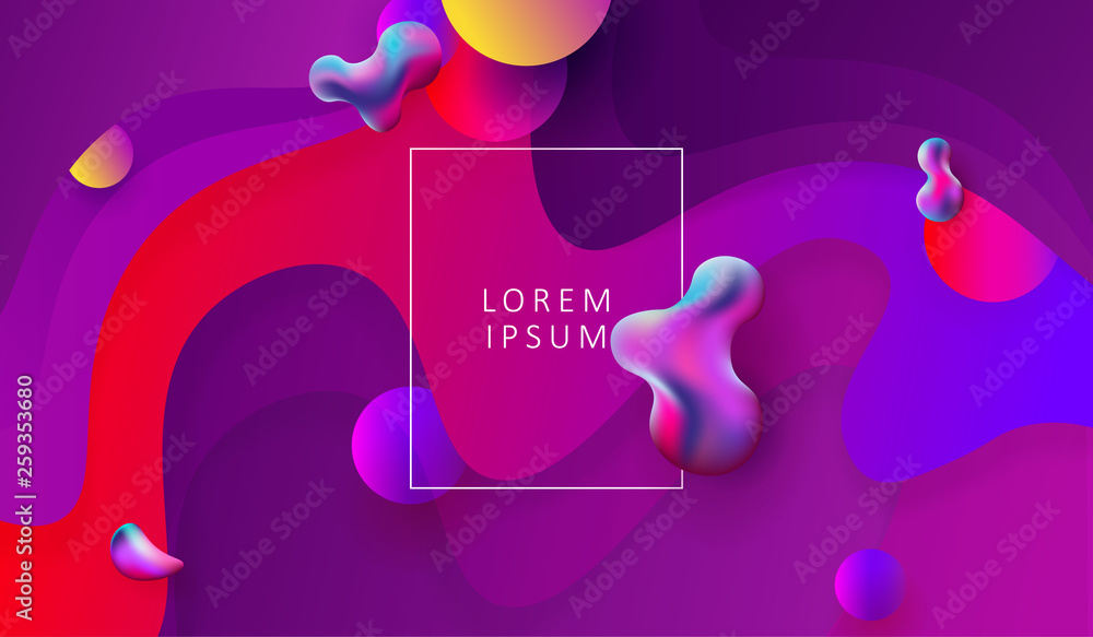 Fototapeta premium Abstract purple full fun design with stains and geometric shapes