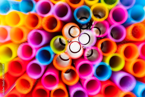 Close up colorful straw for drink