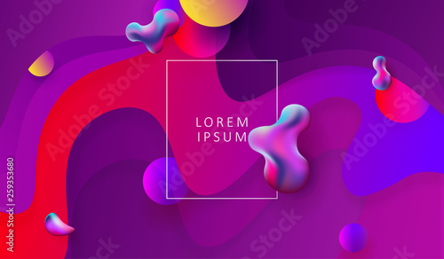 Abstract purple full fun design with stains and geometric shapes
