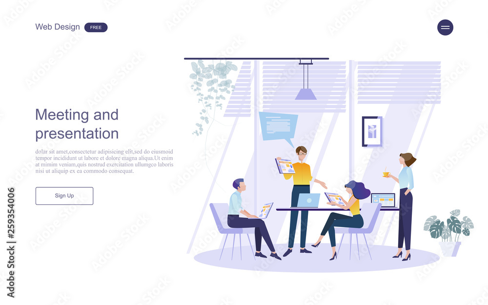 Business meeting and brainstorming. Business concept for teamwork. Vector illustration infographic template,web banner with people, team.