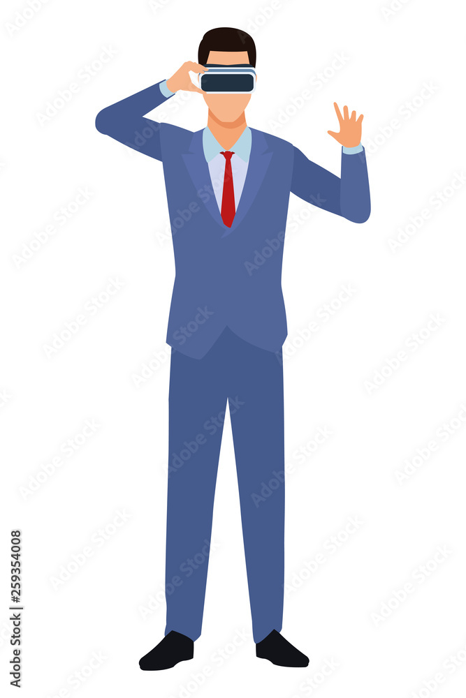businessman wearing virtual reality headset businessman wearing virtual reality headset