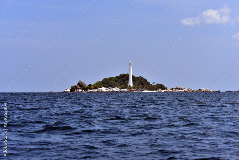 The lighthouse on Pulau Lengkuas is one of Belitung's most well-known features, Indonesia