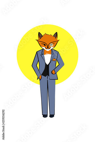 Sly business fox in a gray suit