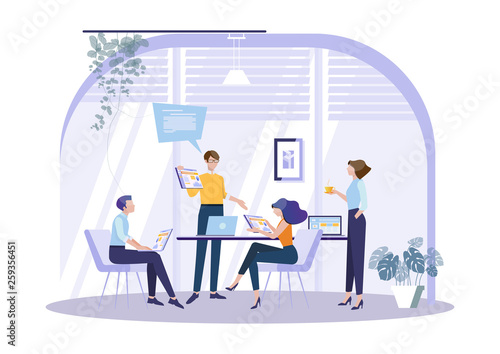 Business meeting and brainstorming. Business concept for teamwork. Vector illustration infographic template,web banner with people, team.