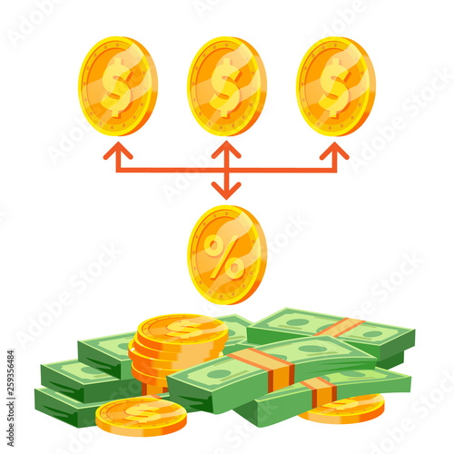Commission Vector. Business Purchase Commission. Percentage Concept. Fee Illustration