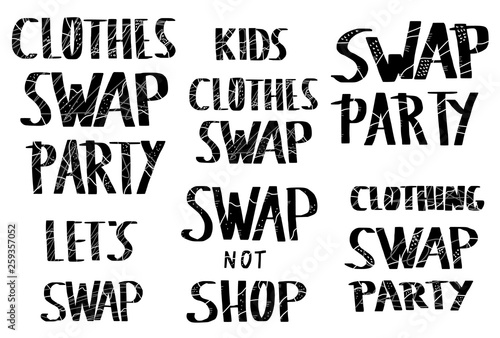 Swap hanwritten lettering set. Vector text. 